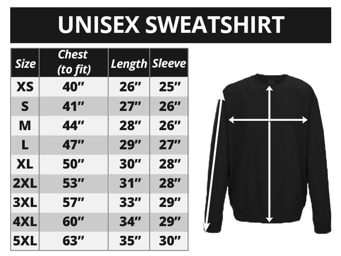 Sweatshirt Size Chart