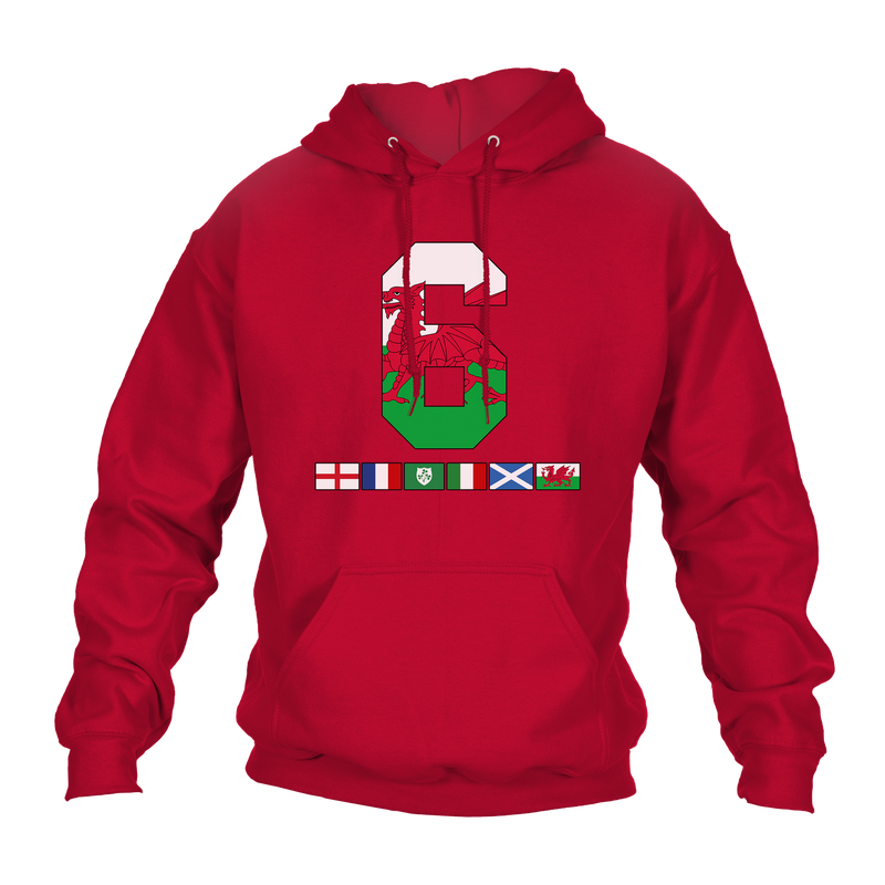 6 Nations Rugby Flags (Wales) Unisex Hoodie