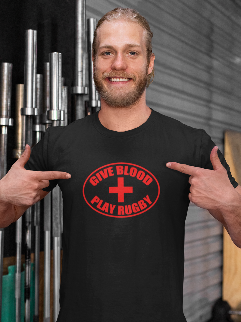 Give Blood Play Rugby (Cross) Unisex T Shirt