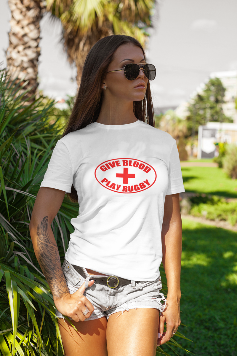 Give Blood Play Rugby (Cross) Unisex T Shirt