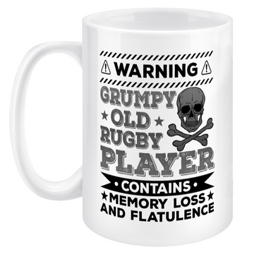 Warning Grumpy Old Rugby Player Jumbo Mug