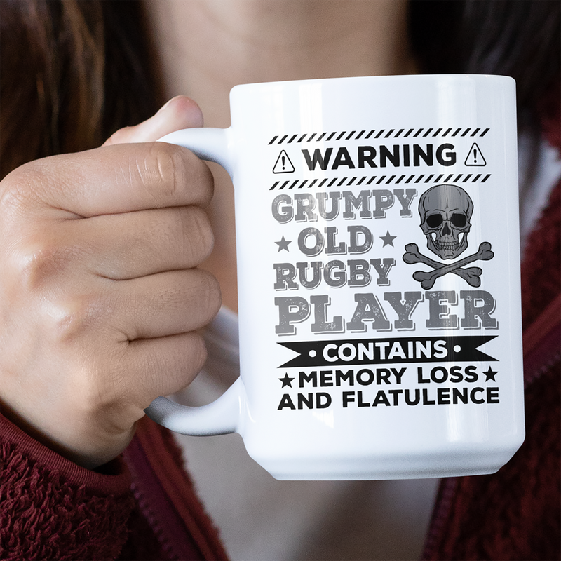 Warning Grumpy Old Rugby Player Jumbo Mug