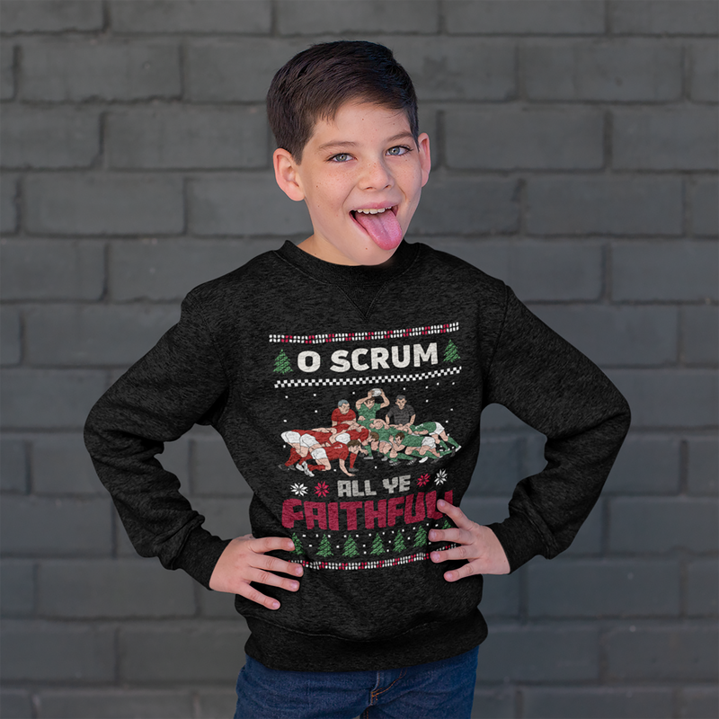 O Scrum All Ye Faithful Kids Unisex Christmas Jumper