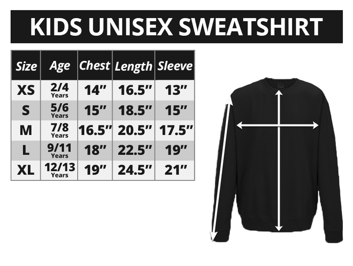 Kids Sweatshirt Size Chart